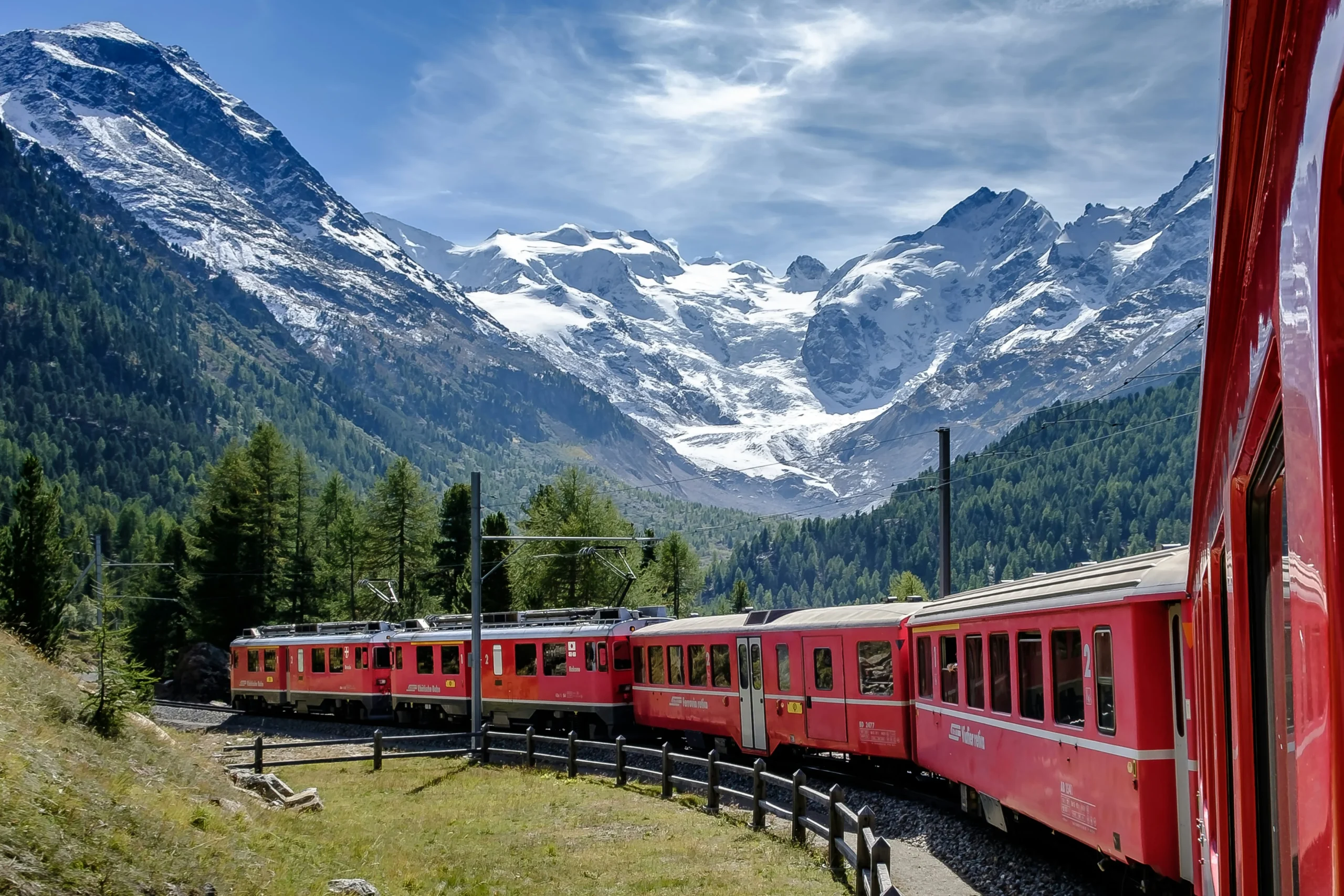Ride the Glacier and Bernina Express for unforgettable mountain views