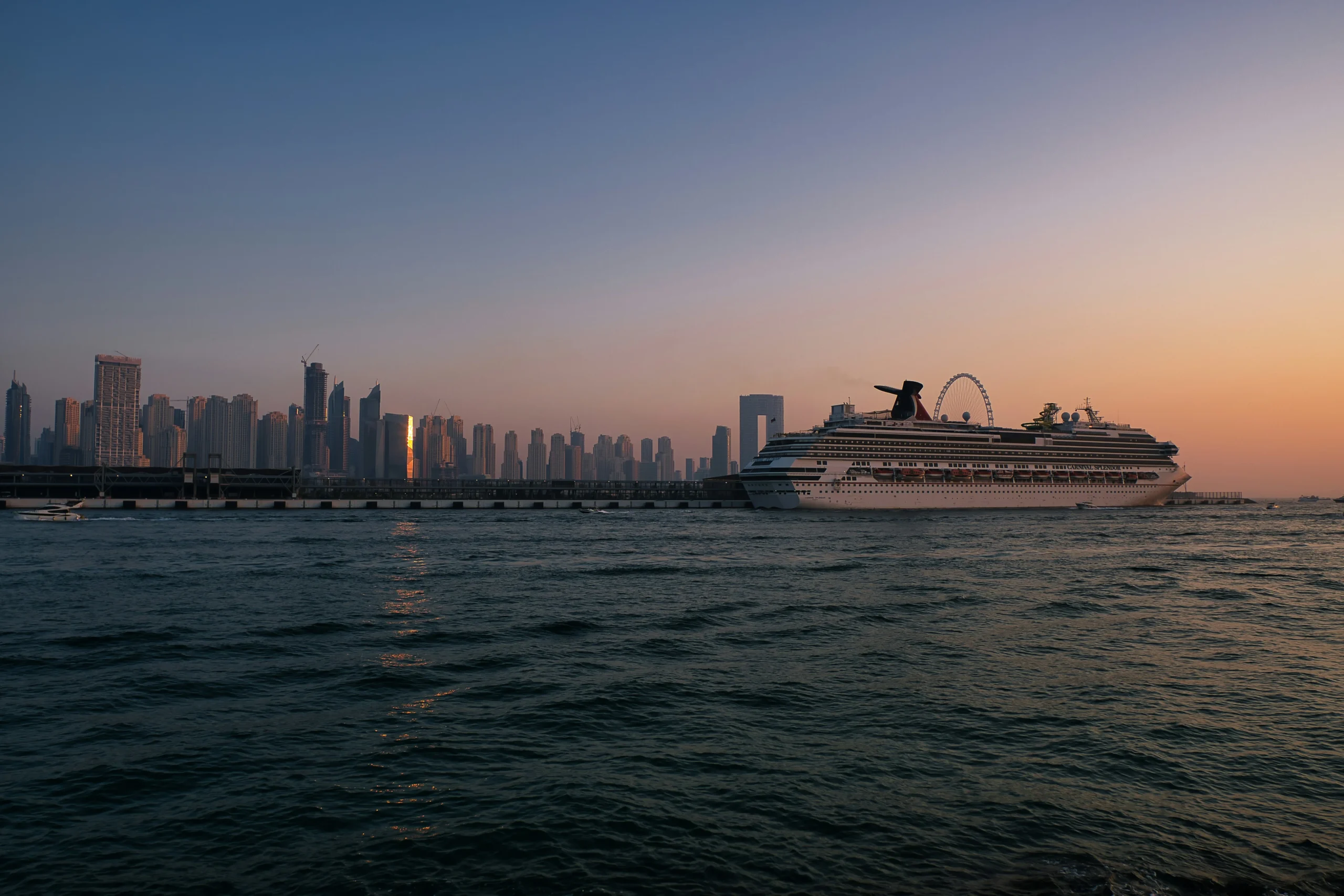 Champagne sunset with city skyline views